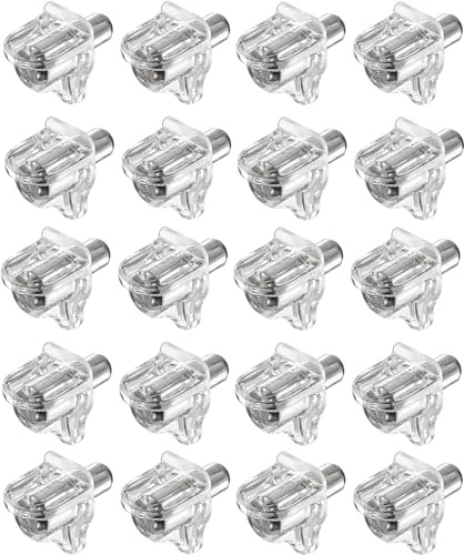 cyclingcolors 20x Bodenträger transparent 3mm kunststoff stahl möbel Regal schrank Halter Fachbodenträger Bretthalter Regalbretthalter Regalbodenträger