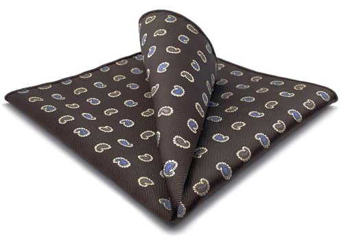 S&W SHLAX&WING Einstecktuch für Herrenanzüge Braun Paisley Blau Gelb elegante Taschentücher