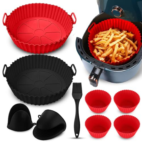 MARTHOR KITCHEN 2 MOLDES DE SILICONA PARA FREIDORA AIRE, 2 MANOPLAS DE SILICONA, 4 MOLDES PARA CUPCAKE Y UN PINCEL DE COCINA. APTO PARA ALIMENTOS, APTO PARA LAVAPLATOS (9)