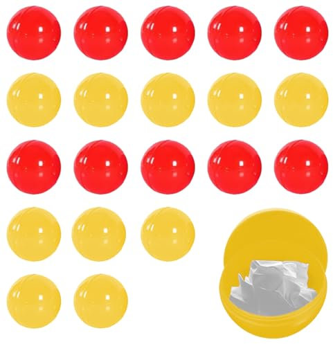 LuLiyLdJ 20 Stück Kleiner Ball Tombola-Bälle Kleine Bälle Lotterie-Hohlkugeln Kleine Befüllbare Bingo Bälle für Partyspiele Bingo Spiel Zubehör (Rot, Gelb)