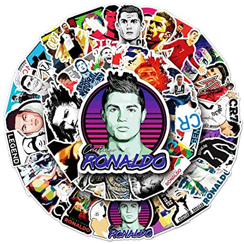 50 Stück Aufkleber Cristiano Ronaldo, Wasserfeste Vinyl-Aufkleber für Autos, Laptops, Skateboards, Helme und mehr