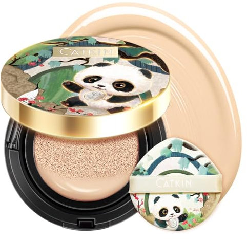 CATKIN Panda Land Foundation Full Coverage, atmungsaktive Kissen-Foundation mit pflegender und langlebiger Formel, baubare Deckkraft für empfindliche Haut, 2 x 15 g