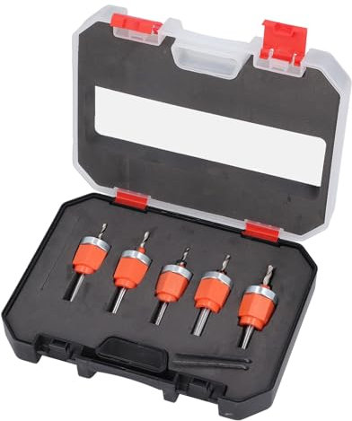 Broca Avellanadora, Broca Cónica para Carpintería y Carpintería, 2,8 Mm, 3,0 Mm, 3,2 Mm, 3,5 Mm y 4,0 Mm, Cambio Rápido y Llave Allen, Juego de Orificios para Tornillos Piloto