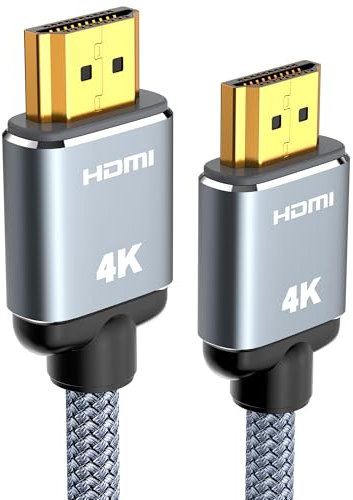 Snowkids Câble HDMI 4K 1.8m Câble HDMI par Ethernet en Nylon Tressé Supporte 3D/ Retour Audio - Cordon Hdmi pour Lecteur Blu-Ray/PS-3/ PS-4/ for Netfix/for Fire TV/Ecran - Gris