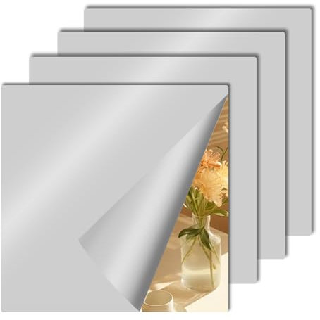 Decoroom 10 Stück Spiegelfliesen Selbstklebend Spiegel zum Kleben 20×20cm 2mm Spiegelfolie Acryl Quadrat Klebespiegel Badezimmer Wohnzimmer Schlafzimmer Schrank