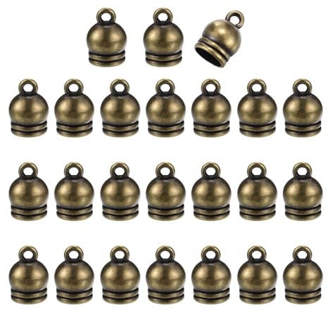 PATIKIL Kordel Ende Kappen 50Stk Einklebe Quaste Kappe Verschlüsse Steckverbinder 10mm Leder Kordel Zubehör für Armband Halskette Schmuck Machen Braun