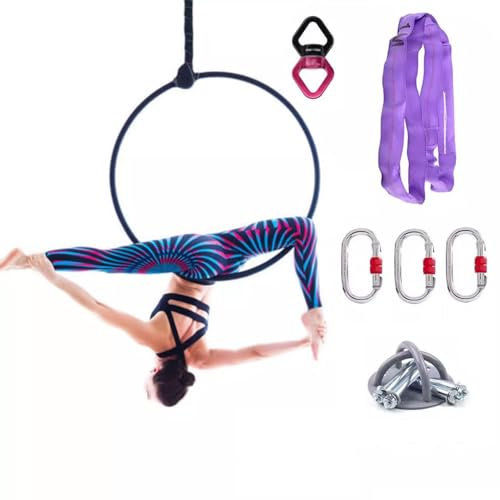ExoticaBlend Aerial Hoop Ring Zirkusrad 1 Punkt Aufhängung - komplettes Set - Durchmesser 80 bis 110cm - Aerial Ring für Luftakrobatik Fitness,80cm