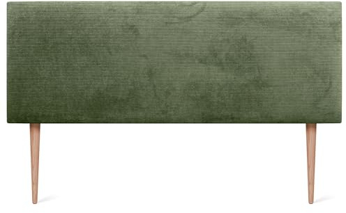DHOME Kopfteil aus einfarbigem Cord mit Beinen hohe Qualität modernes gepolstertes Kopfteil Luxus-Bett gepolstertes Schlafzimmer (Waldgrün, 160 cm)