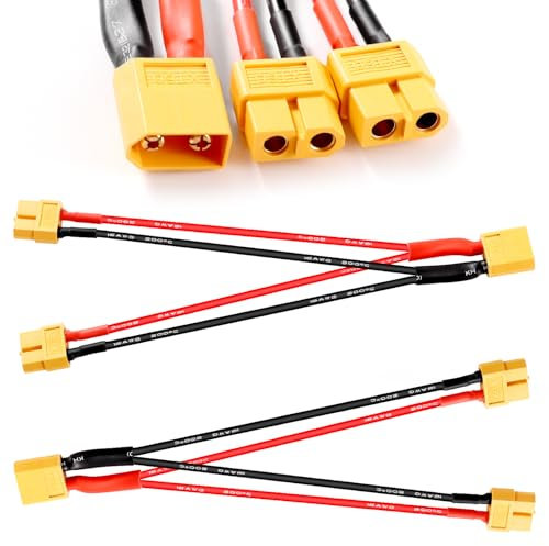 YIXISI 2 Stücke XT60 Paralleles Batterieanschlusskabel, XT60 Y Splitter 1-Stecker auf 2-Buchse 16AWG Kabel, XT60 Paralleles Akku-Anschlusskabel Duale Verlängerung Y Splitter, für RC Lipo Akku
