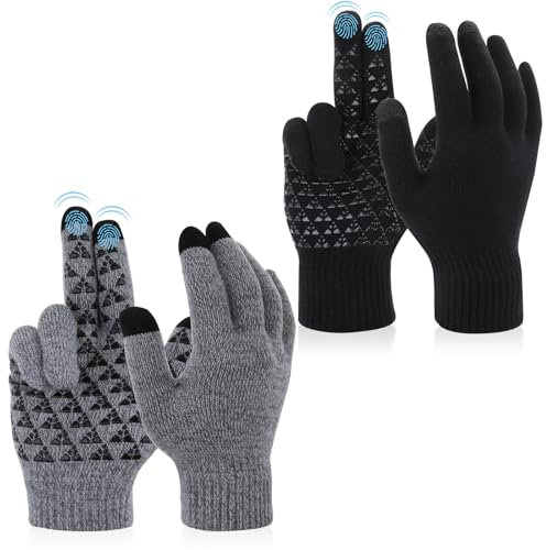 Winterhandschuhe Herren Damen, Unisex Touchscreen Winter Gloves, Warme und Winddichte Handschuhe Sport, Wasserabweisende Wanderhandschuhe für Skifahren, Radfahren, Laufen, Outdoor-Aktivitäten (L)