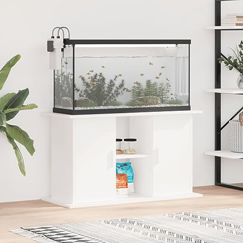 Rantry Aquariumständer Aquarien Schrank Aquarium Unterschrank, Aquarium Tisch mit Stabiler Oberplatte, Aquariumschrank für Sicheren Stand Weiß 101x41x58 cm Holzwerkstoff