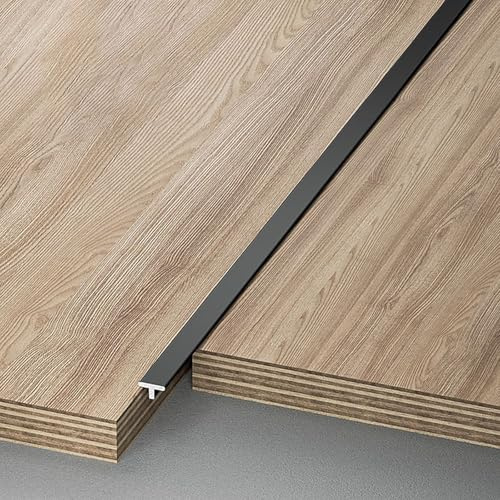 Raouoae T-Formleiste Übergangsschiene Übergangsprofil Türschwelle Für Laminat Und Parkett Door Divider Strip 100 cm Länge 3 Stück Bodenprofil Für Nahtlose Übergänge(Schwarz,Breite: 4mm)