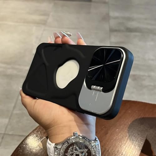 HUUMAGIC Étui magnétique caché d'objectif pour iPhone 11 12 13 14 15 15 Pro Max Plus Cover, Noir, pour iPhone 15