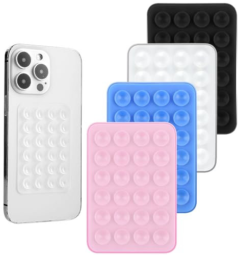 Gjinxi 4 Stück Silikon-Saug-Handyhalterung - Freihändiger Handyhalter für Selfies und Videos, Rutschfester Griff für Spiegel und Duschen, Saugnapf-Handyhalterung