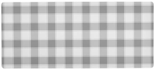 Schreibtischunterlage, klassisch, kariert, rutschfest, Gaming-Mauspad, groß, 80 x 30 cm, Grau / Weiß