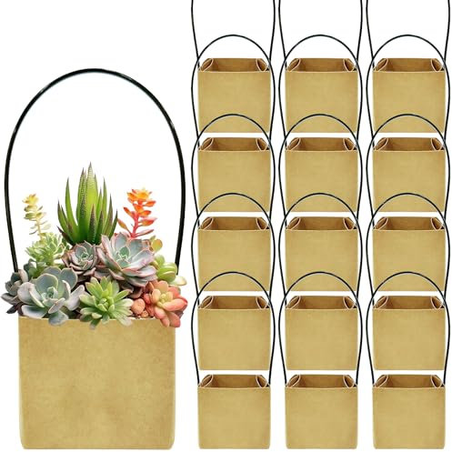 ADWYOBB 100 envoltorios para suculentas (se adapta a macetas de 2 pulgadas), bolsas de regalo para suculentas con asas, etiquetas de papel kraft para bodas, baby shower (no incluye plantas ni macetas)