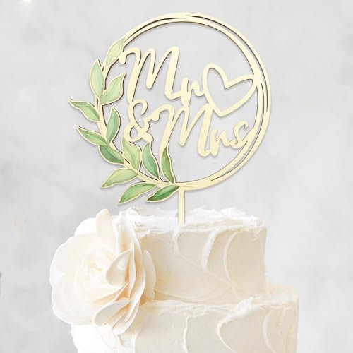 DazzJoy Holz Cake Topper Hochzeit Tortendeko,Mr & Mrs Hochzeitstorte Deko,Mr und Mrs Hochzeitstorten Deko,Tortenstecker für Hochzeit Jubiläum Verlobung Antrag