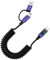 2 in 1 Split Digital Display Spring Cable USB C Fast Charging Data Cord with Elastic Spring Mechanism