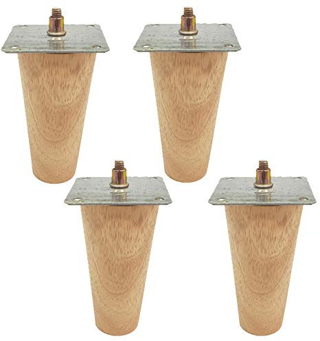 GODFSAHG 4er-Set Sofabeine aus Eiche, Ersatzbeine für Massivholzmöbel, M8-Schrauben, Holzfüße für Küchenschränke, Tischbeine, für Zweisitzer, Stuhl, Bett, Kommode, Sessel, Liegestuhl, Couch