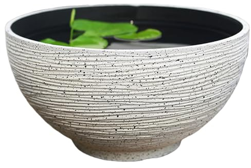 Lotus Bowl Planter Water Feature Large Bowl Floating Plant Pot Exquisite Large Lotus Bowls Planter Outdoor Round Succulent Water Lily Pots for Desks Banquet Halls Living Rooms White