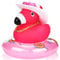 Flamingo Badeente Set, Niedlich Gummi Flamingos mit Sonnenhut Sonnenbrille Goldkette Schwimmring, Lustig Badeente Flamingo Dekorationen für Auto-Armaturenbrett, Büro, Zimmer (Rosa)
