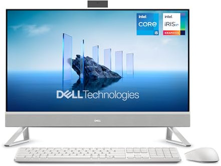 Dell Inspiron 27 All-in-One EC27250-27 FHD (1920 x 1080) IPS Display, Intel Core i5-1334U, Intel Iris XE, 16GB RAM, 512GB SSD, Windows 11 Home, Azerty Keyboard & Wireless Mouse Included, Pearl