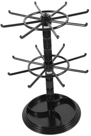 iplusmile Support Bijoux Rotatif En Plastique Noir 12 Pouces Pour Porte-CléS Et Accessoires Multiusage Organiseur Bureau Compact Et Gain De Place
