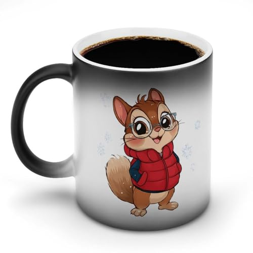 Chipmunk Color Changing Mug Ceramic Heat Sensitive Cup for Men Women Gifts