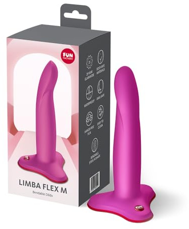 Fun Factory Limba Flex M | formbarer Dildo mit Tiefe | mit Saugfuß | pink | flexibel & strap-on-fähig | anal & vaginal | Sexspielzeug für Paare & Singles | Erotik | Für Erwachsene