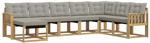 vidaXL Outdoor-Sofagarnitur mit Kissen 8 pcs Weiß und Hellgrau, Garten Sofa, modernes Ecksofa, Robustes Sitzmöbel, Möbel für Terrasse, gemütliche Lounge