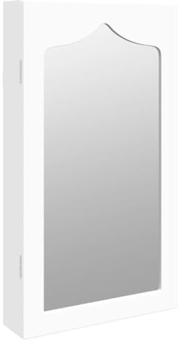 Owoxanthellate Armoire à bijoux avec miroir Blanc 37,5 x 10 x 67 cm