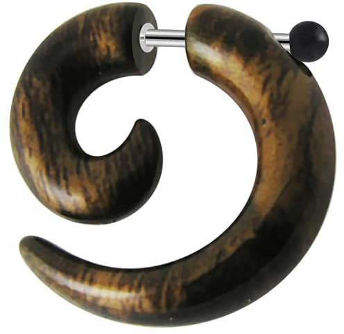 Monster Piercing 3MM modèle Bois Brun foncé Spirale 16 Gauge 316L Oreille Faux Acier Chirurgical fiche Piercing
