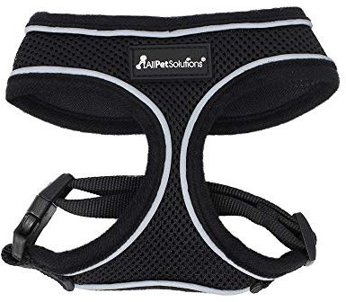 AllPetSolutions Dog Harness - Cool Pet Vest with Back D-Ring for Dog Lead Clips - Mesh Fabric Puppy Harness with Soft Padding - Training Stuff and Supplies for Small, Medium, Large Dogs - S, Black