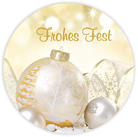 Weihnachtsaufkleber rund Frohes Fest Kugeln 40 mm 100er Rolle