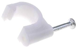 CLIP-BOX-5 Attache blanc Utilisation: sur fil rond 100pc avec un clou