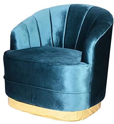 PALAZZO INT Art Deco Sessel French Boudoir Samtsessel Retro Cocktailsessel Antik Relaxsessel mit Goldsockel und üppiger Polsterung skr010