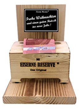 Weihnachten Silvester Geld Geschenk - Eiserne Reserve Geldbox Geldgeschenk - lustige Geschenkideen Geld verpacken -s- Frohe Weihnachten und einen guten Rutsch