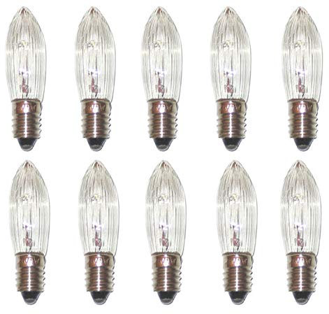 Spitzschaftkerze Riffelkerze Topkerze 8V 3W E10 10er Pack Ersatzkerzen Schwibbogen Lichterkette