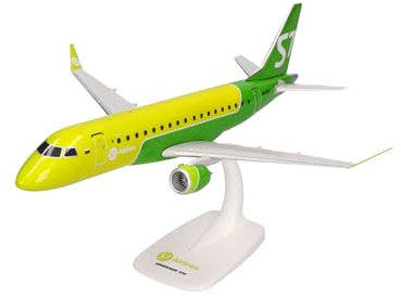 Herpa modello di aereo S7 Airlines Embraer E170 in scala 1:100 - Snap-Fit, pezzo da collezione, miniatura deco, statuetta con supporto in plastica