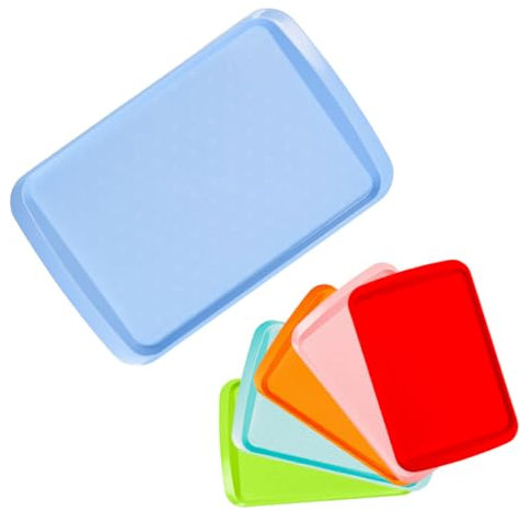 ECO Medium Plastic Serving Tray for Tea & Food Serving | Multi-Purpose Dinner Tray for Home & Cafés | Food Trays for Lap | Multi Color Tea Trays for Kids Breakfast in Bed (Blue, Medium)