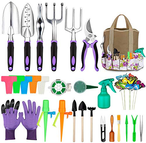 Tudoccy Gartengeräte-Set, 83-teilig, Sukkulenten-Werkzeug-Set, robuste Aluminium-Gartenwerkzeuge für Gartenarbeit, rutschfester, robuste Aufbewahrungstasche, Geschenkwerkzeuge für Männer und Frauen