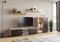 MATKAM Wohnwand Chopin 4-teilig aus HDF-Platte 18 mm, TV-Kommode H 35 x B 150 x T 40 cm, Kommode mit Tür H 100 x B 80 x T 30 cm, 2 x Hängeregal H 20 x B 100 x T 20 cm (Artisan Eiche-Schwarz)
