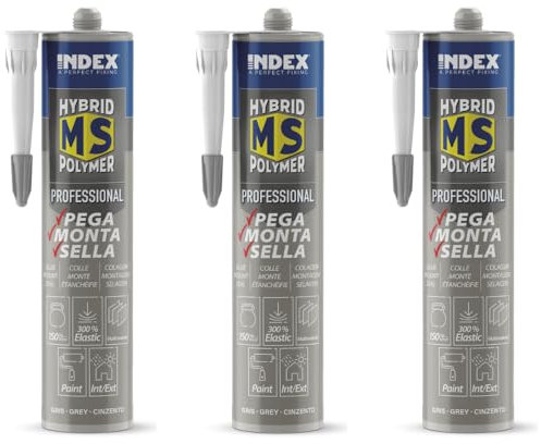 Hybrid Montagekleber 290ml | Klebstoff für Beton, Holz, Metall & Fliesen | MS Polymer Kleber | Metallkleber | PVC Kleber | wasserfest | schnellhärtend | versch. Farben (3, grau)