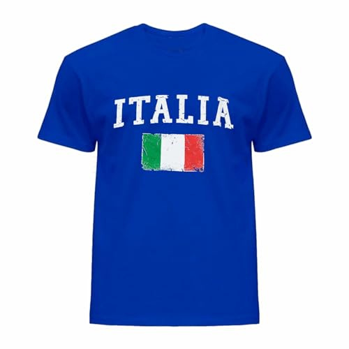 Generico Maglia Italia, Tricolore, Nazionale. Maglietta Azzurra con Bandiera e Scritta. T-Shirt Maniche Corte Tifosi Nazionale Calcio. (Adulto, XXL)