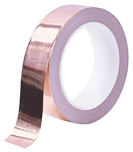 Kupferband 20m x 30mm Kupferfolie Kupferband Doppelseitig Leitfähig EMI Copper Foil Tape Kupferfolienband Abschirmband für Gitarren, EMI, Glasmalerei, Elektrische Reparaturen Schnecken Abweisend