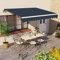 Green Bay 3 m x 2.5m DIY Patio Retractable Manual Awning Garden Sun Shade Canopy Blue with Fittings and Crank Handle
