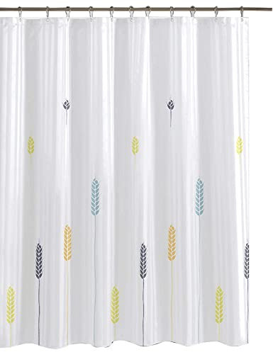 GONOVE Duschvorhang für Badezimmer 240 x 200 cm Schimmelresistent Dicke Polyester Stoff Weizen Duschvorhang Liner Wasserdichter langer Badevorhang mit Haken, waschbar und gewogen Saum