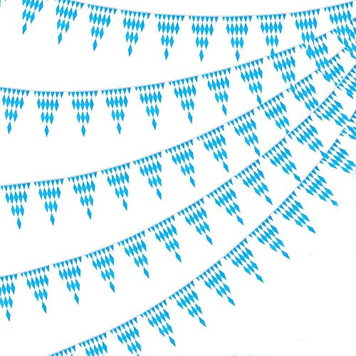 10M Oktoberfest Girlande Bayern Dreieck Wimpelkette Bayerisch Banner für Oktoberfest Dekoration (1 Stück)