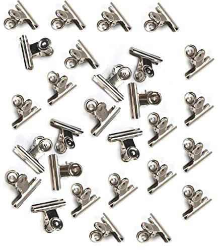30 Stück kleine Verschlussclips Metall | 22mm Tüten Clips | Brief Klammern aus Edelstahl mit starker Federkraft | Lebensmittelbeutel Verschlussklammern | Metallklemmen für ein luftdichtes Abschließen