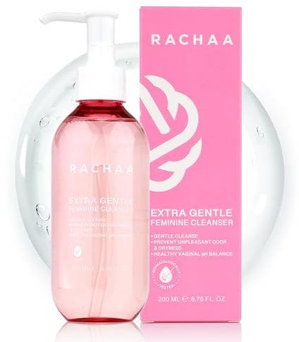 RACHAA Feminine Wash for Women - Gentle Daily Intimate Cleanser for Lightening, Moisturizing, Cleansing with Vitamin C, Tea Tree Oil & Lactic Acid - Sensitive, Hypoallergenic & pH Balance, 6.76 FL.Oz